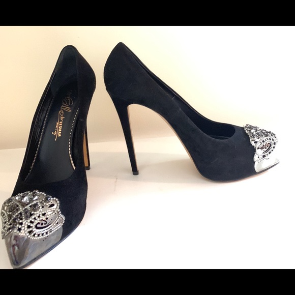 Le Silla Shoes - Le Silla Black Suede Stilettos with jeweled toe